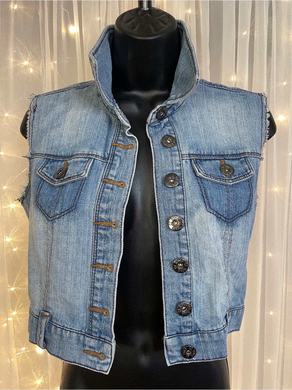 Ci Sono Light Blue Denim Vest with Navy Label
